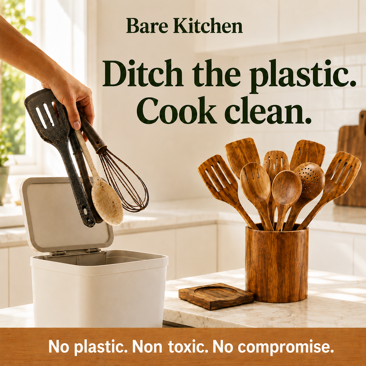 Bare Kitchen - 9PCS Natural Kitchen Utensils